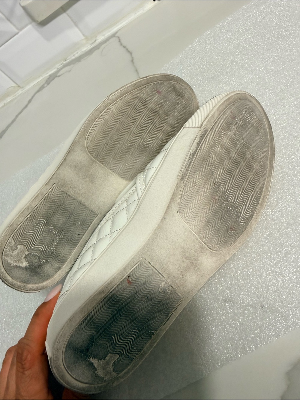 Steve Madden White Quilted Slip-On Loafers - Picture 8 of 9